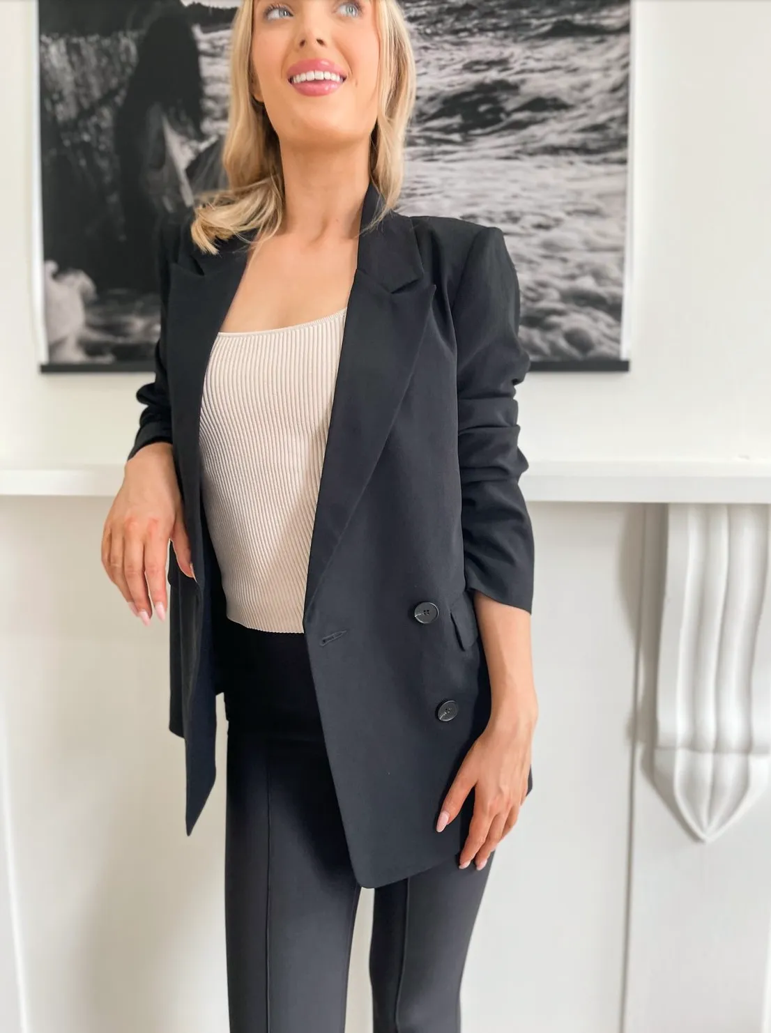 Double Breasted Crepe Blazer