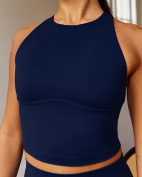 Enhance Shelf Bra Tank - Midnight Blue