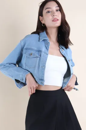 LUNA CROPPED DENIM JACKET IN BLUE